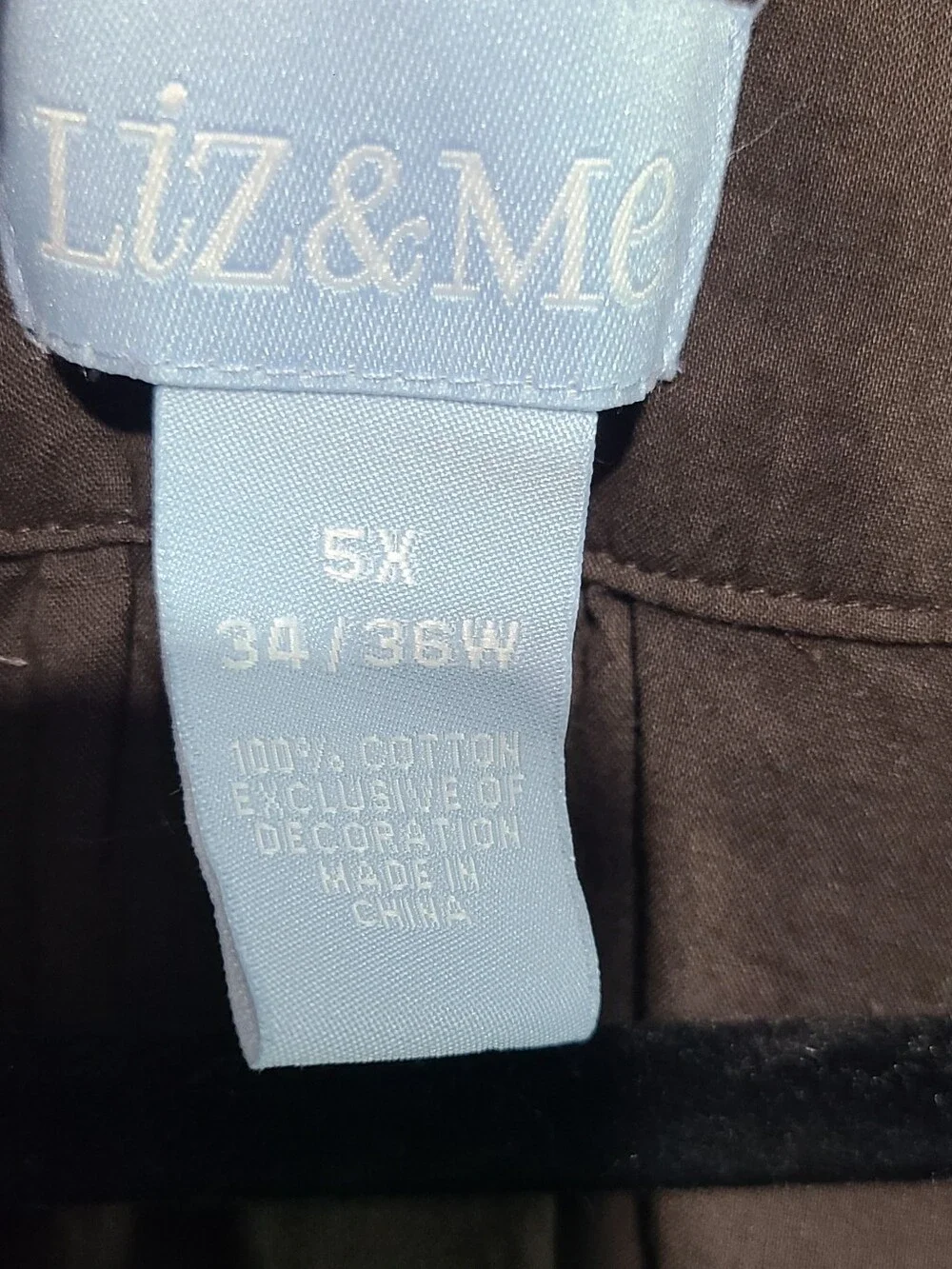 Liz & Me Dark Brown Peasant Top with White Embroidered Yoke Size 5X - Picture 3 of 5